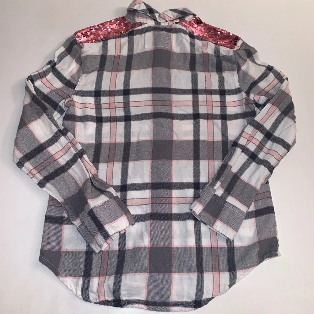 Justice Flannel Button Down Shirt‎ Size: 12